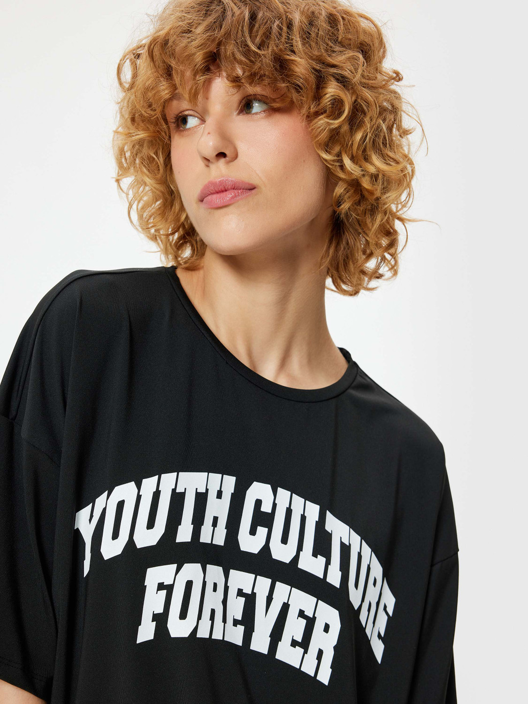 

Koton Women Typography Printed Round Neck T-shirt, Black