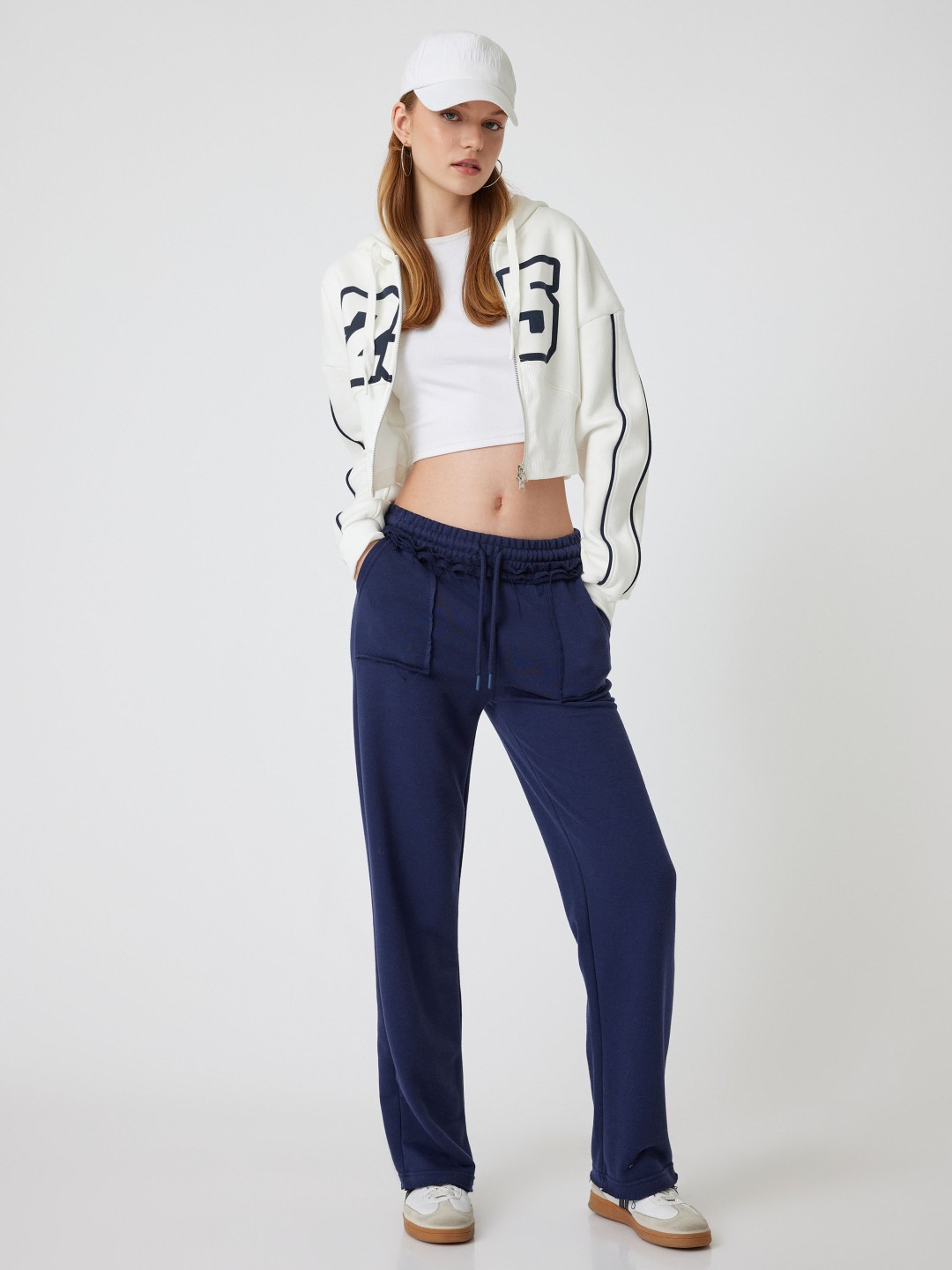

Koton Women Typography Printed Front-Open Sweatshirt, Beige
