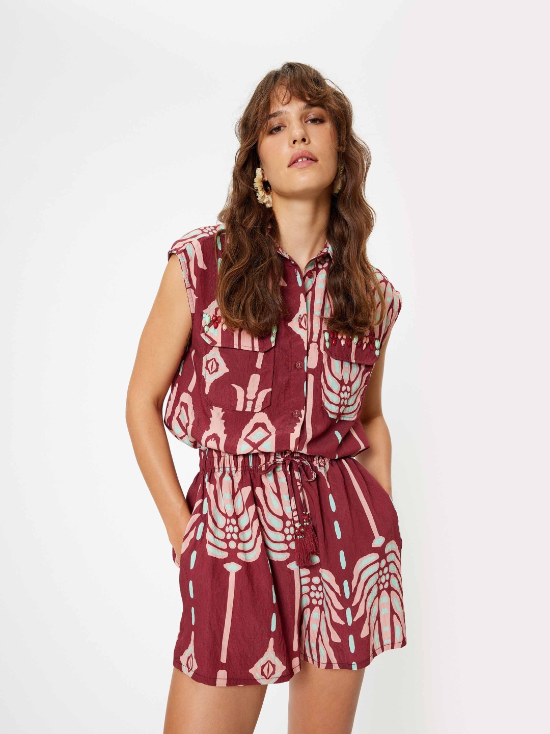 

Koton Women Floral Opaque Printed Casual Shirt, Turquoise blue