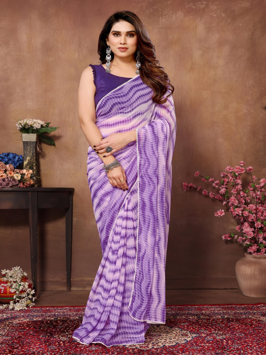 

Ekasya Tie and Dye Ready to wear Saree, Purple