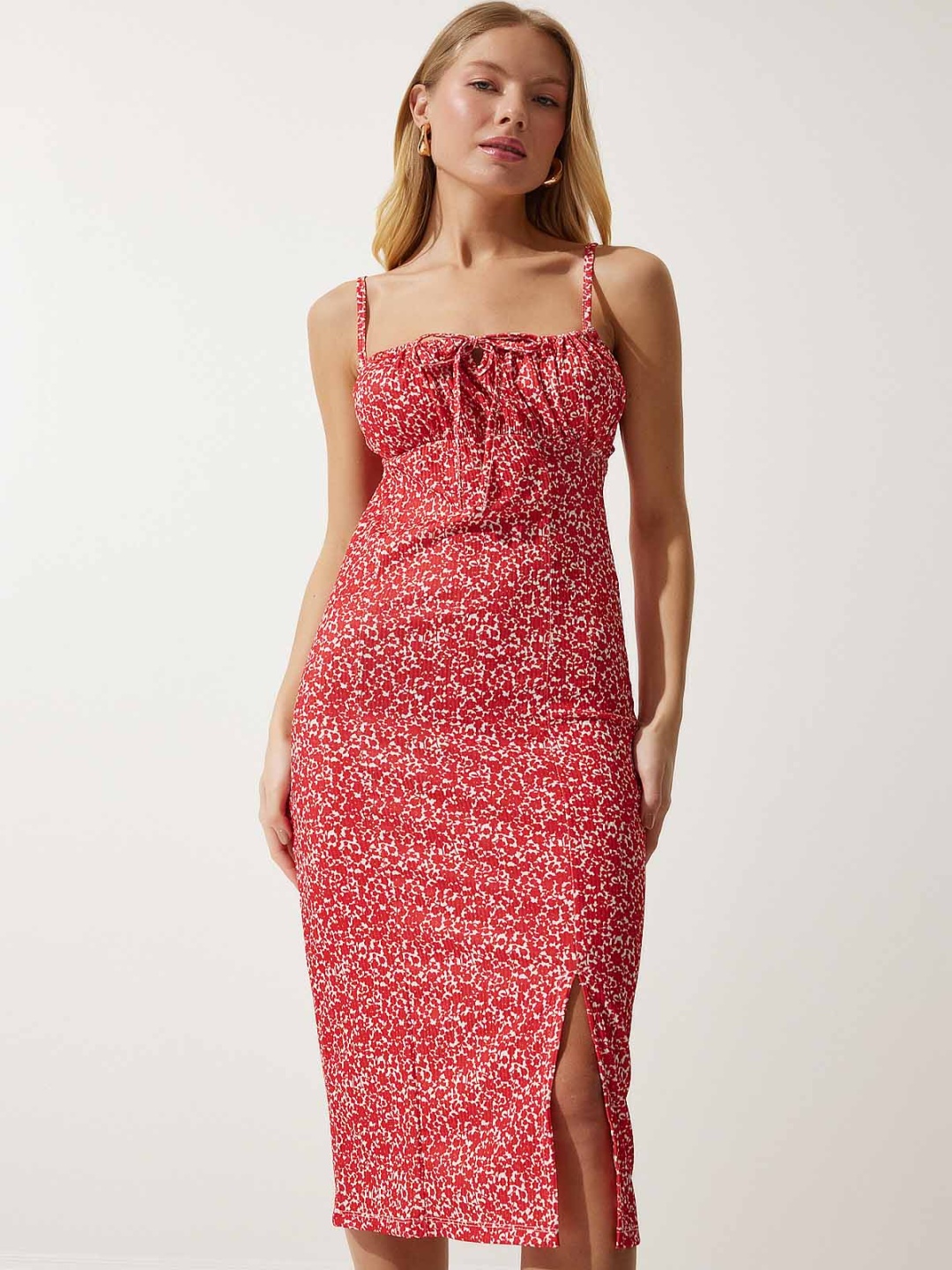 

Happiness istanbul Floral Printed Sheath Midi Dress, Na