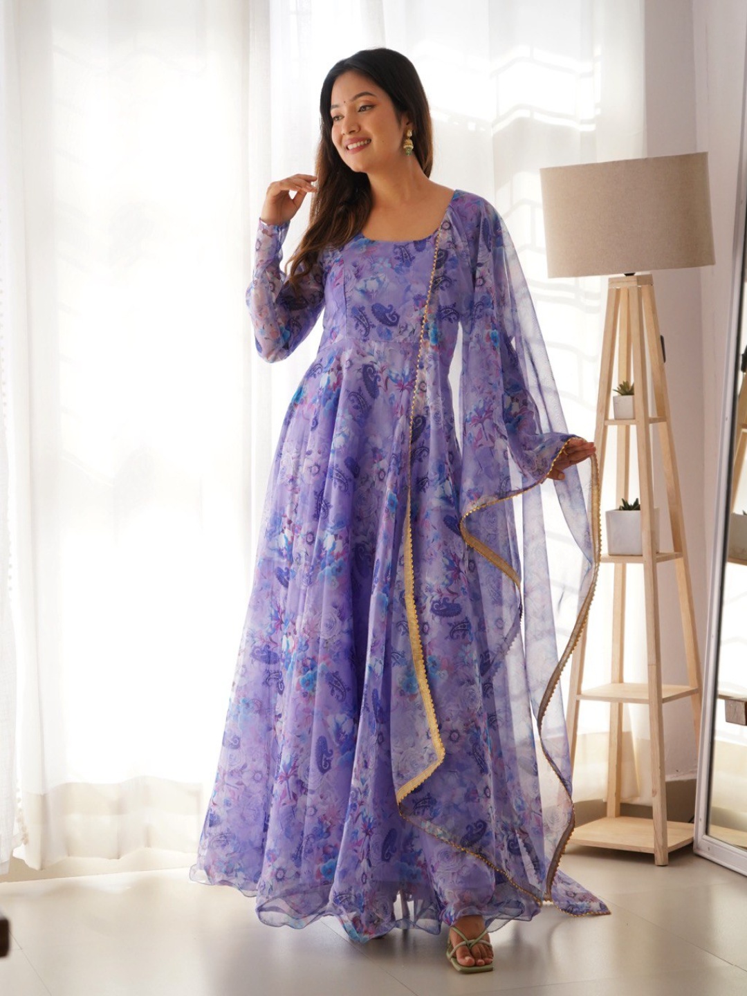 

MBL Women Floral Printed Maxi Dress, Lavender