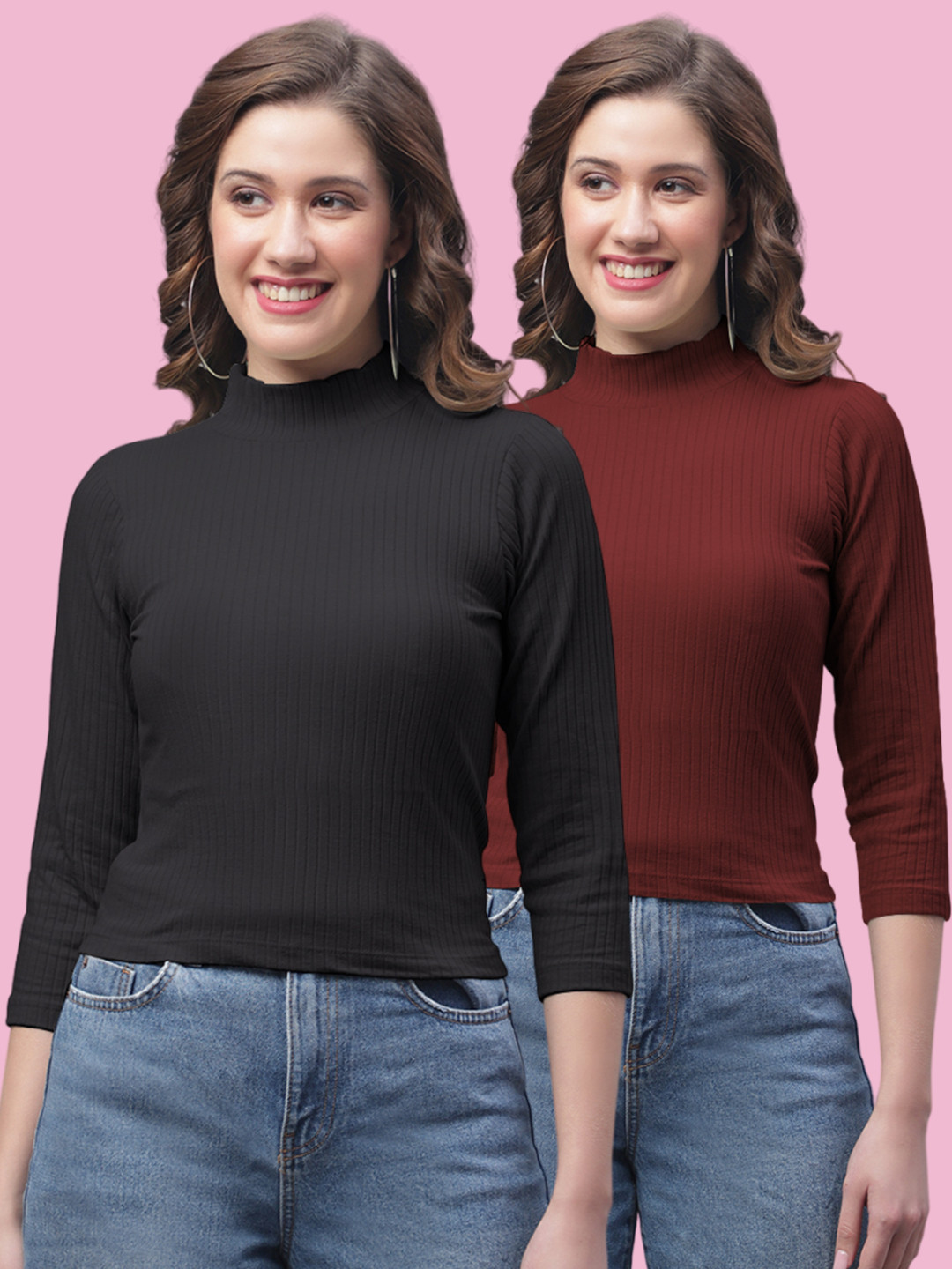 

FBAR Pack of 2 Cotton Crop Top, Black