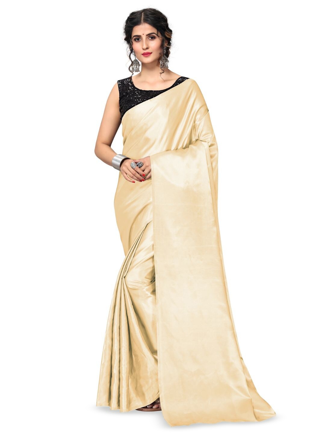 

Aruna Satin Saree, Cream