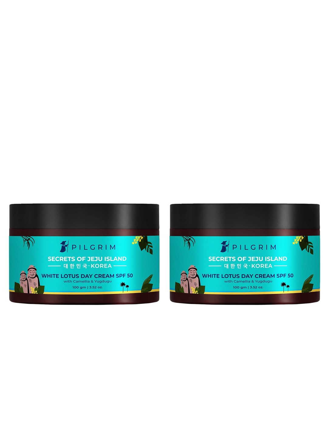 

Pilgrim Set of 2 White Lotus Day Cream SPF 50 with Hyaluronic Acid for Skin Brightening, Teal