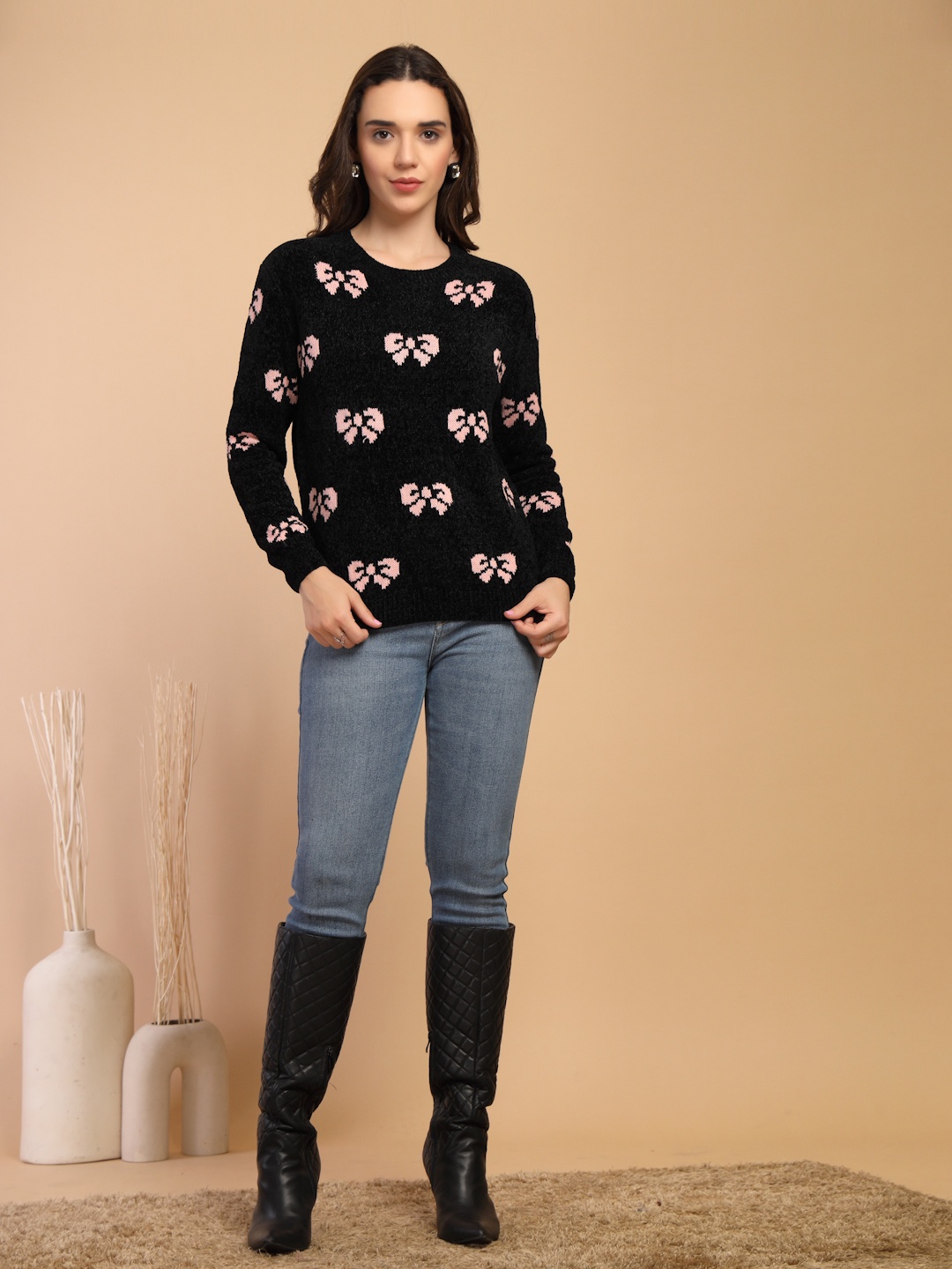 

Gipsy Women Round Neck Pullover, Black