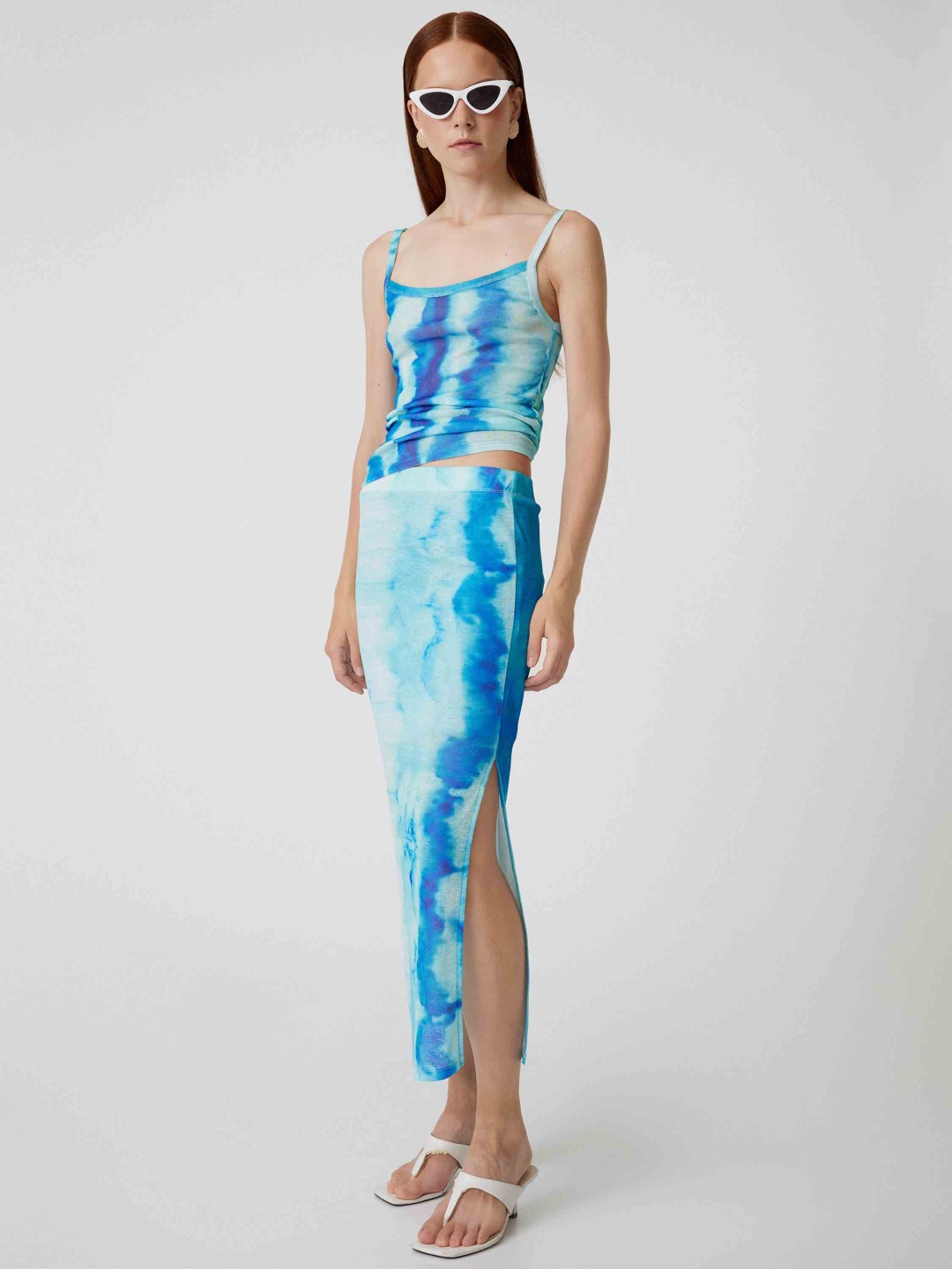 

Koton Shoulder Straps Dyed Crop Top, Blue