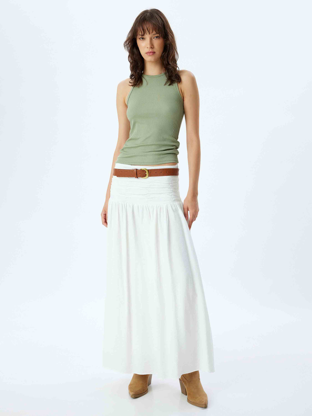 

Koton Solid Round Neck Tank Top, Green