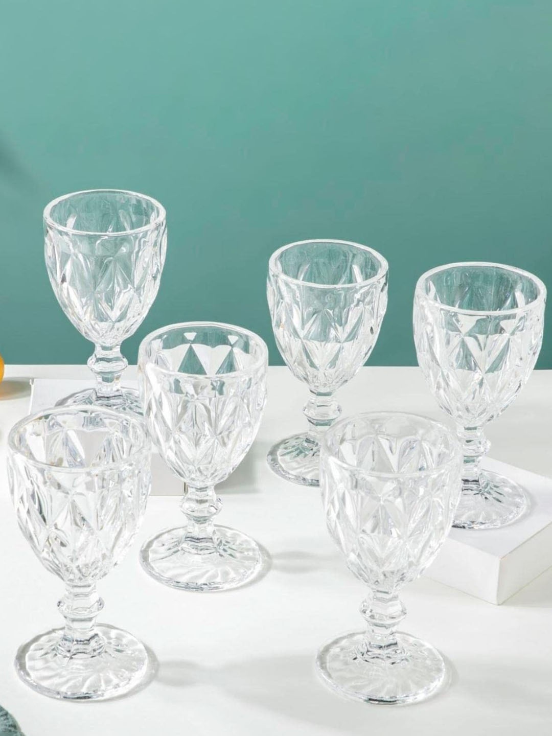 

Clovefry Transparent 6 Pieces Grace Durable Textured Wine Glass 340ml each