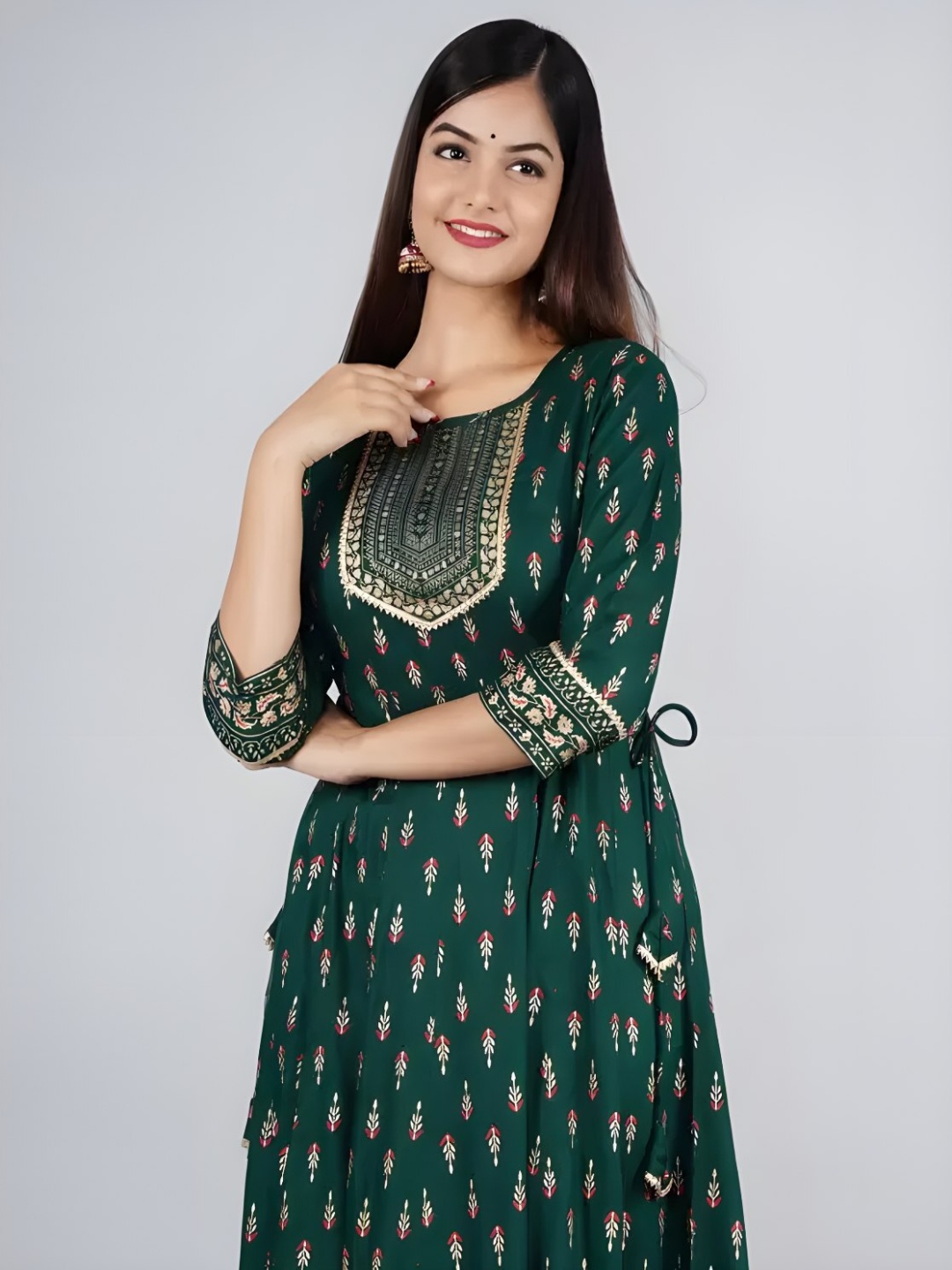 

TOP 2 BOTTOM Abstract Printed A-Line Dress, Green