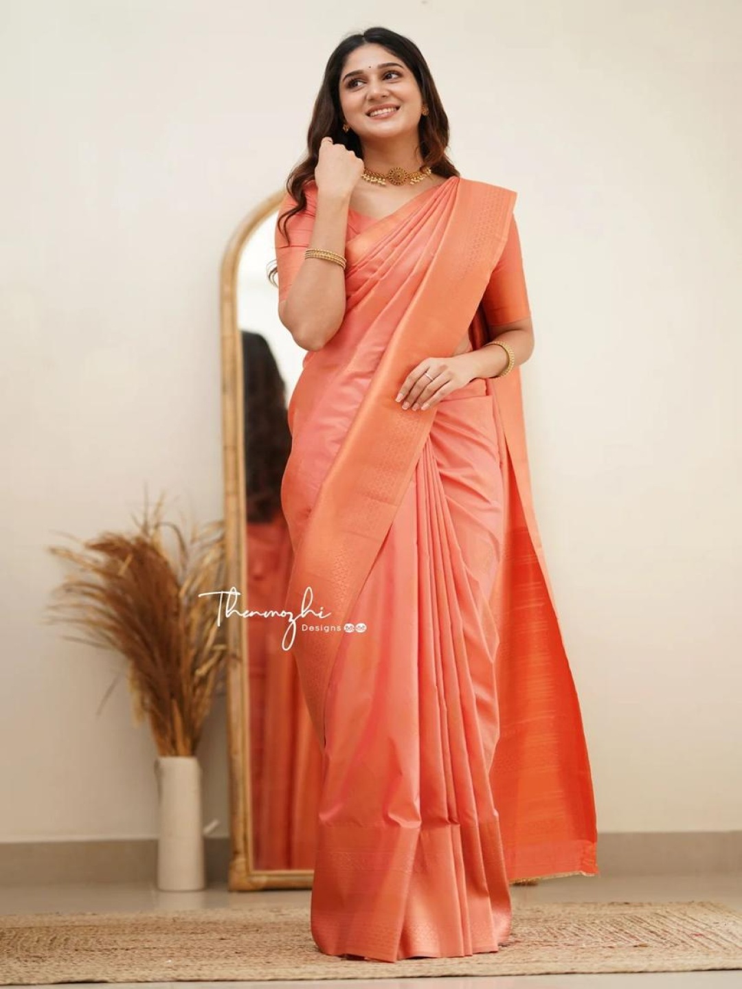 

KALINI Women Ethnic Motifs Pure Silk Banarasi Saree, Orange