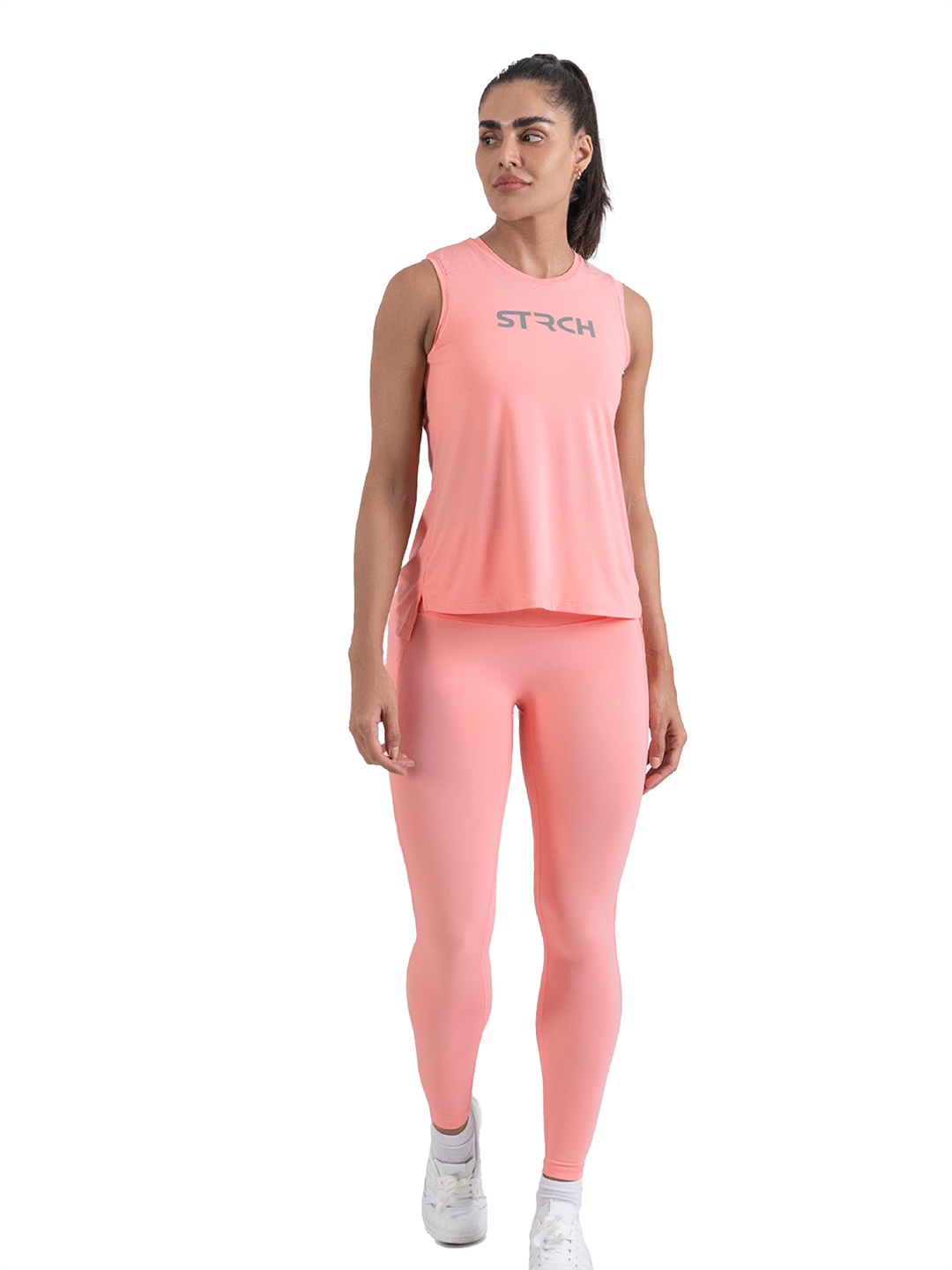 

STRCH Women Typography Printed Tank Top, Peach