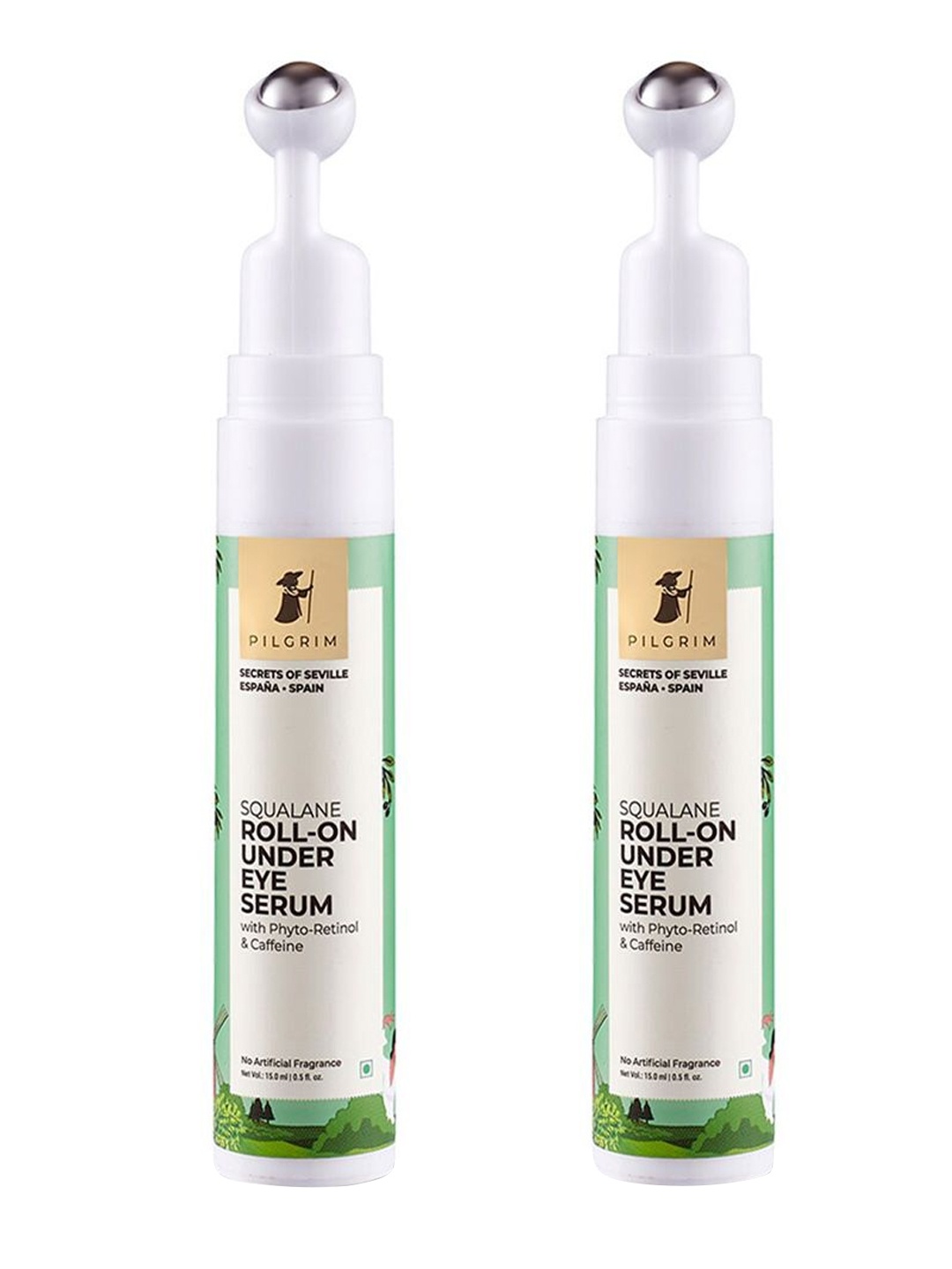 

Pilgrim Set of 2 Under Eye Serum Roll-On with Retinol & Caffeine - 15ml Each, Green