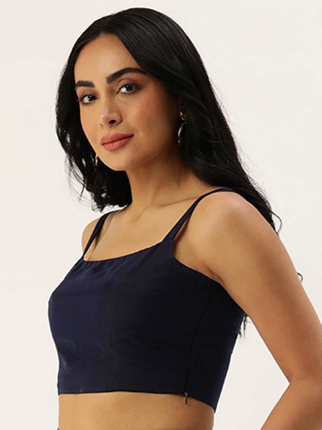 

Ethnovog Sleeveless Square Neck Saree Blouse, Blue