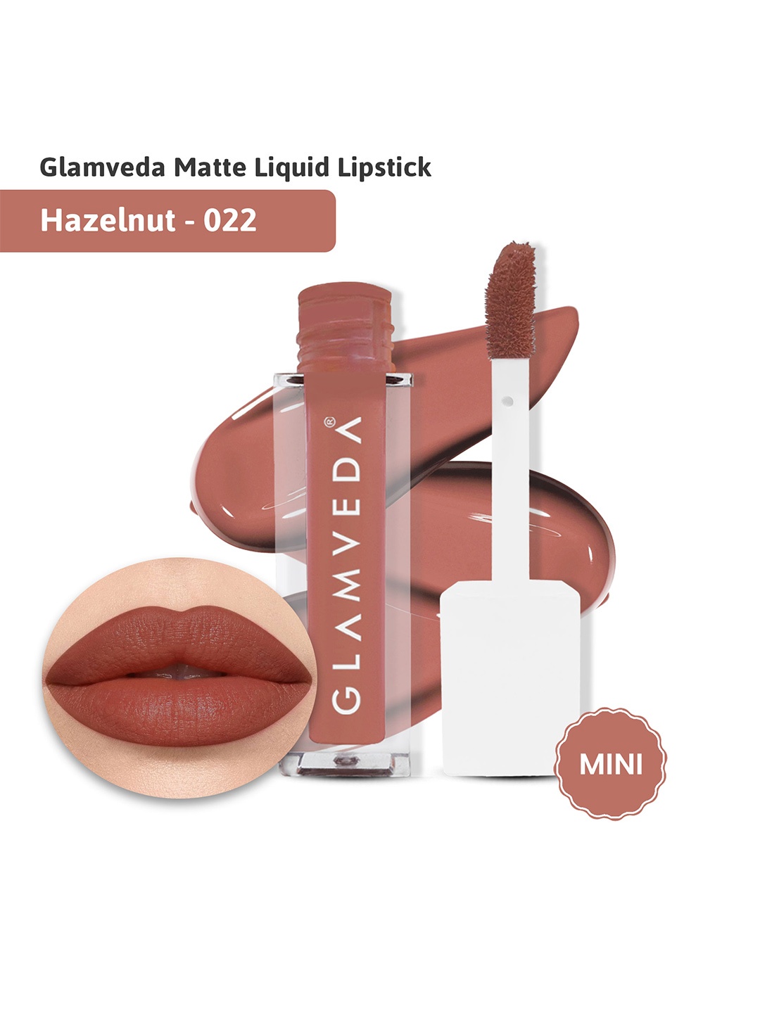 

GLAMVEDA Matte Mini Liquid Lipstick With Jojoba Oil - 1.2ml - Hazelnut - 022, Nude