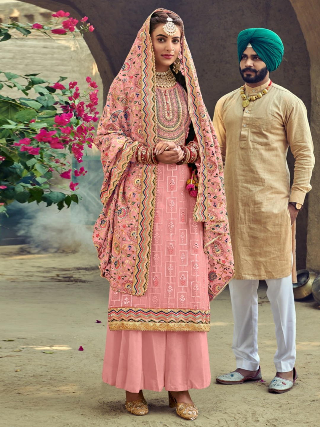 

Jaipur Kurti Embroidered Silk Georgette Semi-Stitched Dress Material, Pink