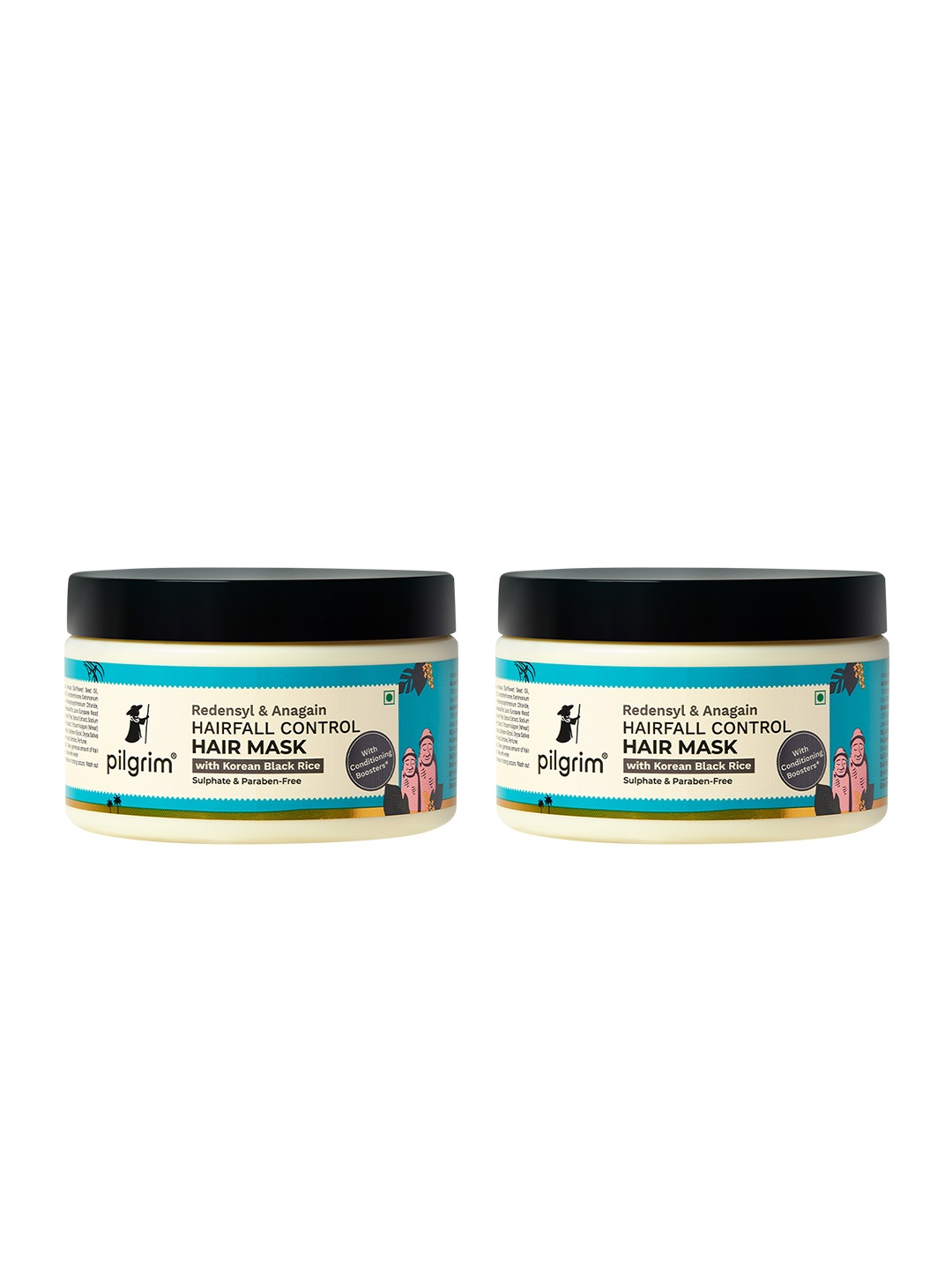 

Pilgrim Set of 2 Redensyl & Anagain Hair Fall Control Mask - 200 g each, Teal