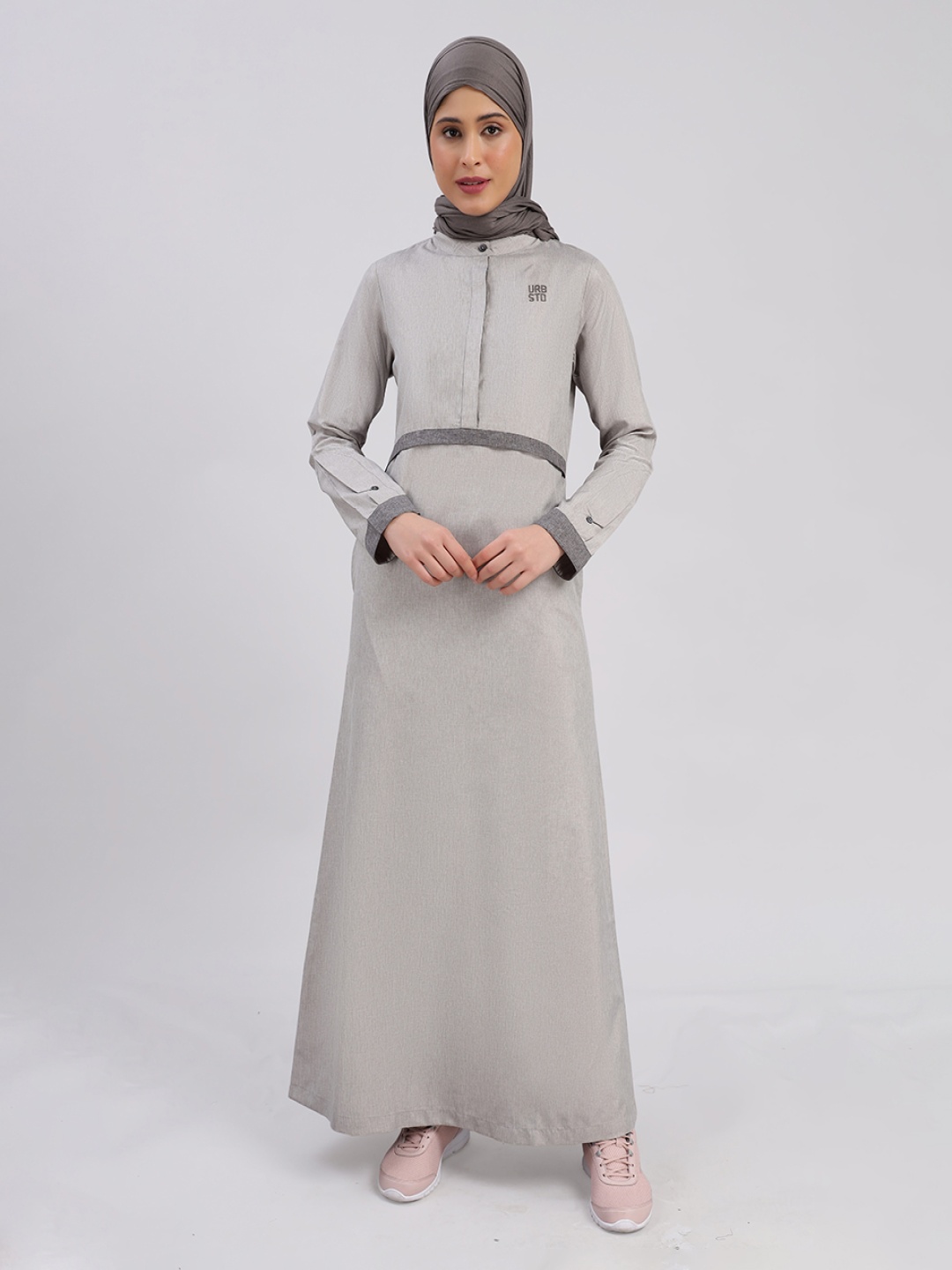 

IDH London Round Neck Burqa With Scarf, Grey