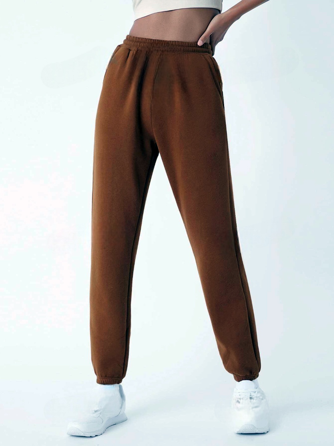 

ADDICTED ATTIRE Women Original Loose Fit Easy Wash Joggers Trousers, Brown