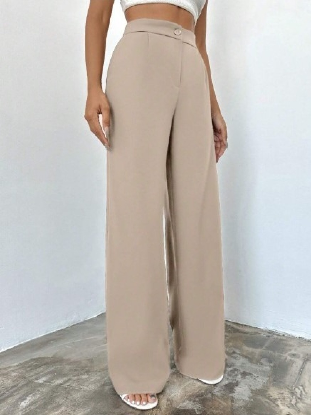 

BROADSTAR Women Pleated Korean Pants, Beige