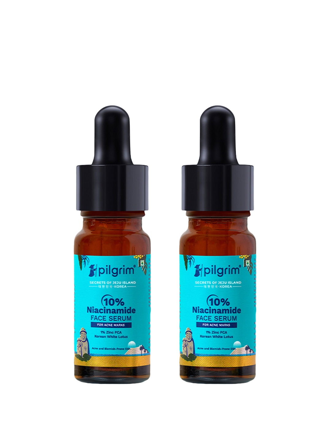 

Pilgrim 2-Pcs 10% Niacinamide Face Serum with Zinc PCA & White Lotus - 10 ml each, Blue