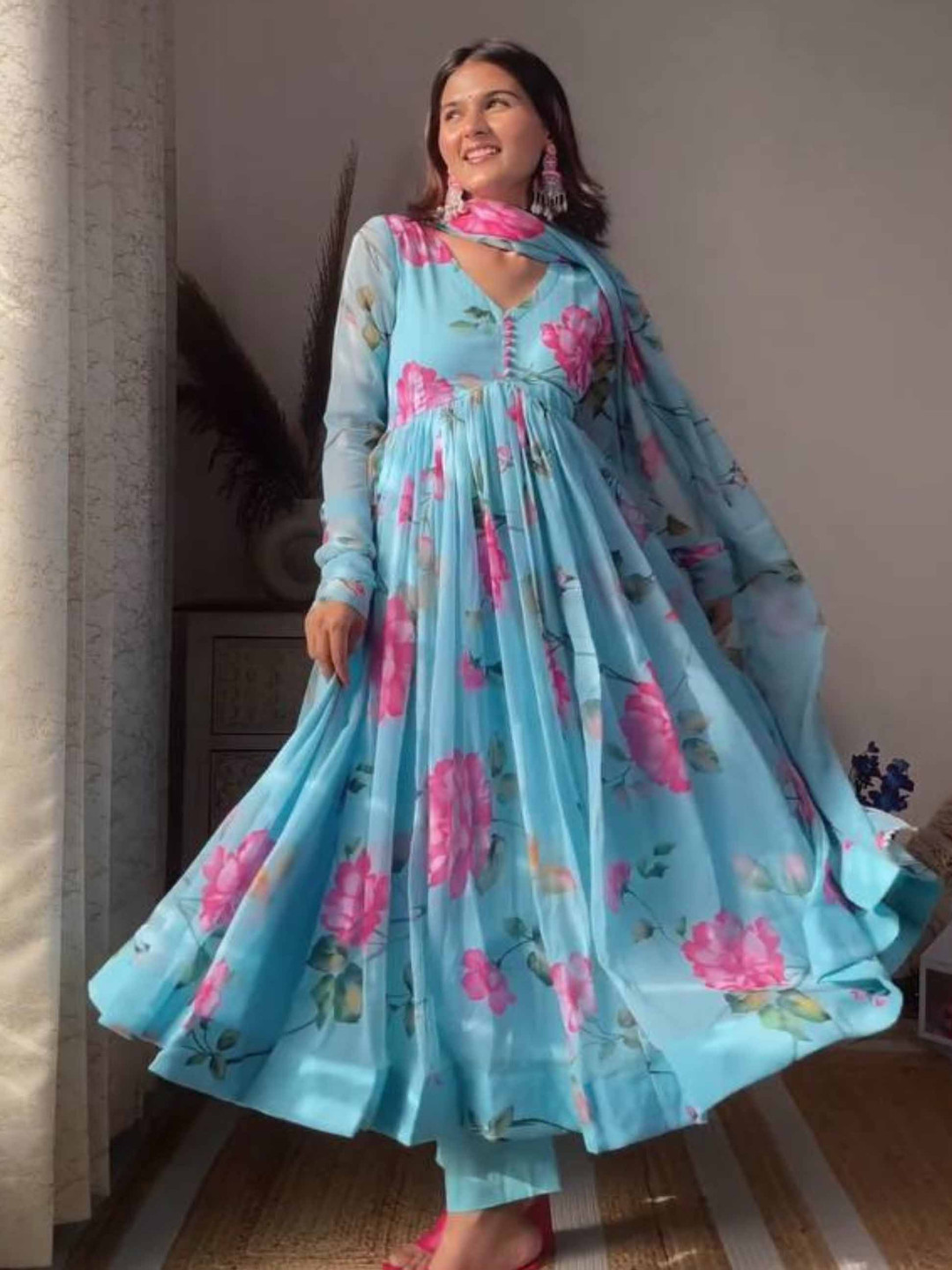 

MBL Floral Print Maxi Dress, Blue