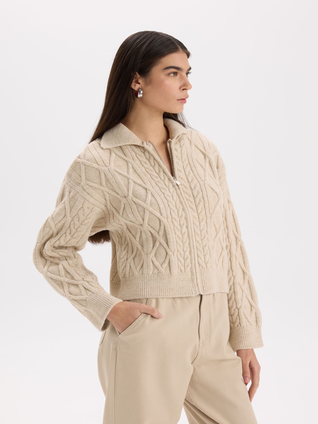 

DeFacto Women Cable Knit Pullover, Cream