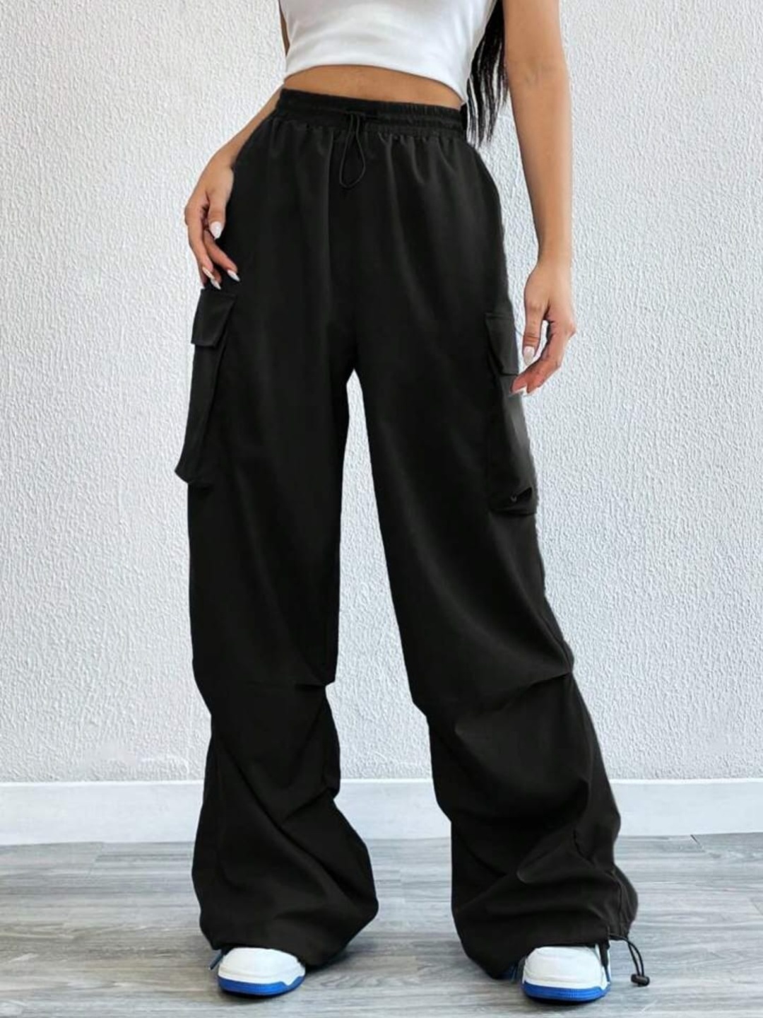 

Next One Women Smart Baggy Fit Parachute Trousers, Black