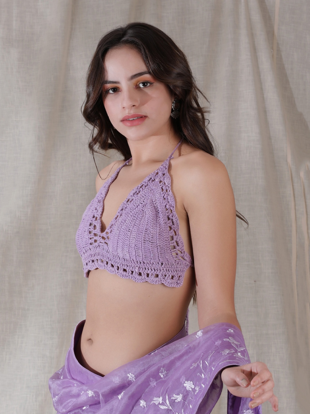 

TJORI Women Woven Design Saree Blouse, Purple