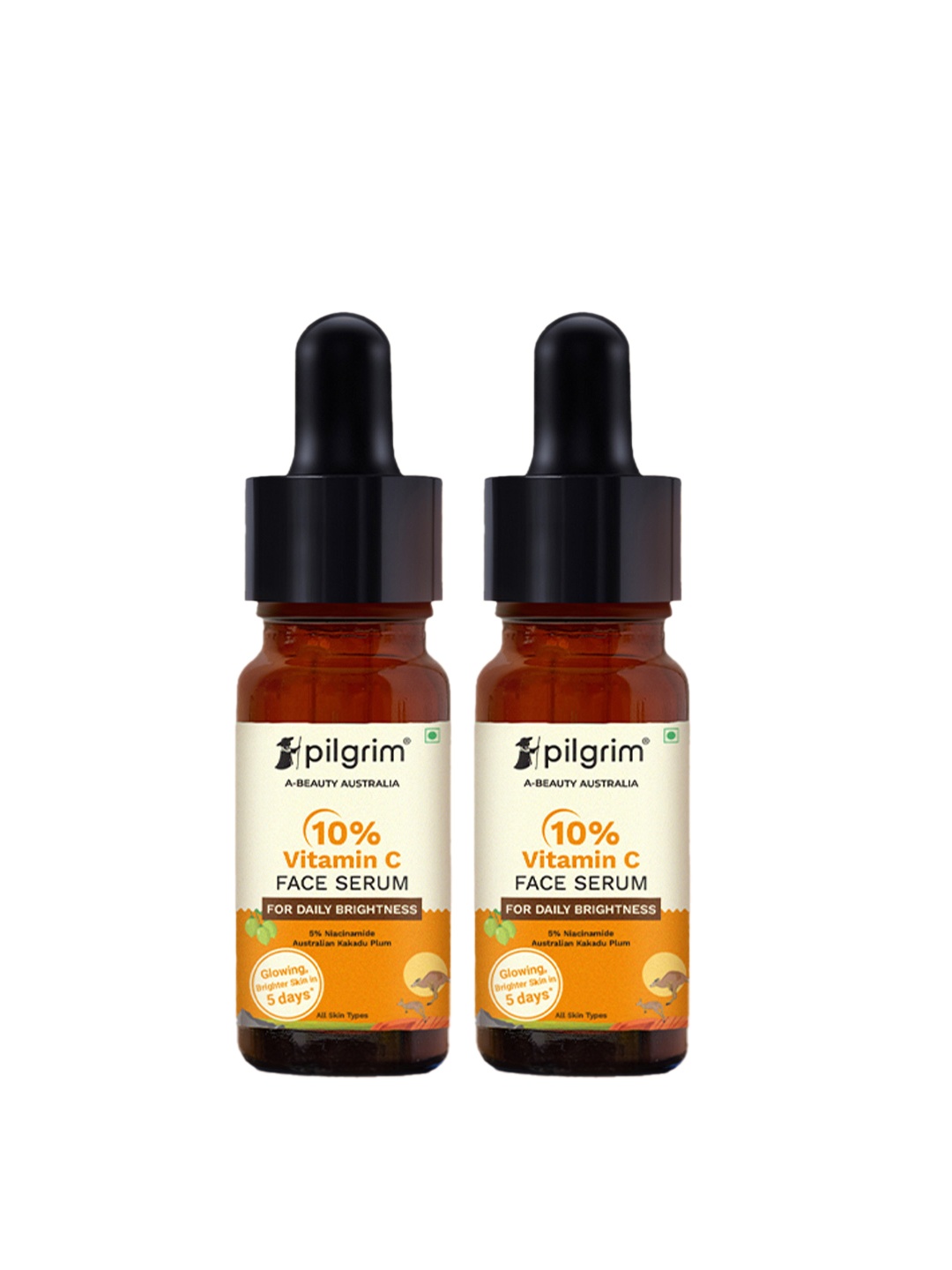 

Pilgrim 2-Pcs 10% Vitamin C Face Serum with Niacinamide & Kakadu Plum - 10 ml each, Orange