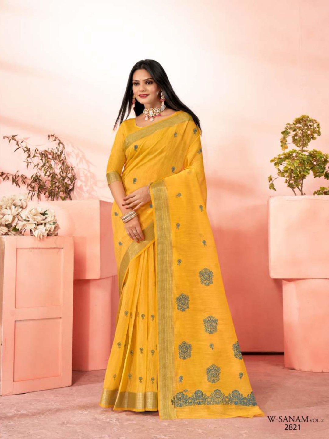 

MAHALASA Ethnic Motifs Pure Cotton Saree, Yellow