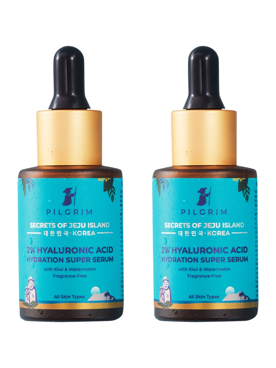 

Pilgrim Set of 2 2% Hyaluronic Acid Hydration Super Serum for Glowing Face & Pigmentation, Teal