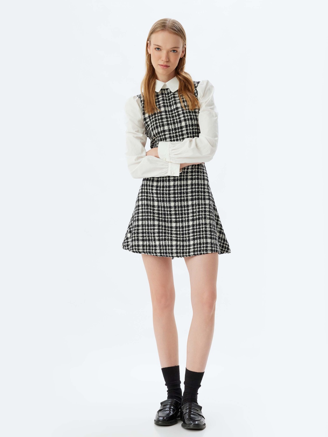 

Koton Women Checked A-Line Dress, Black