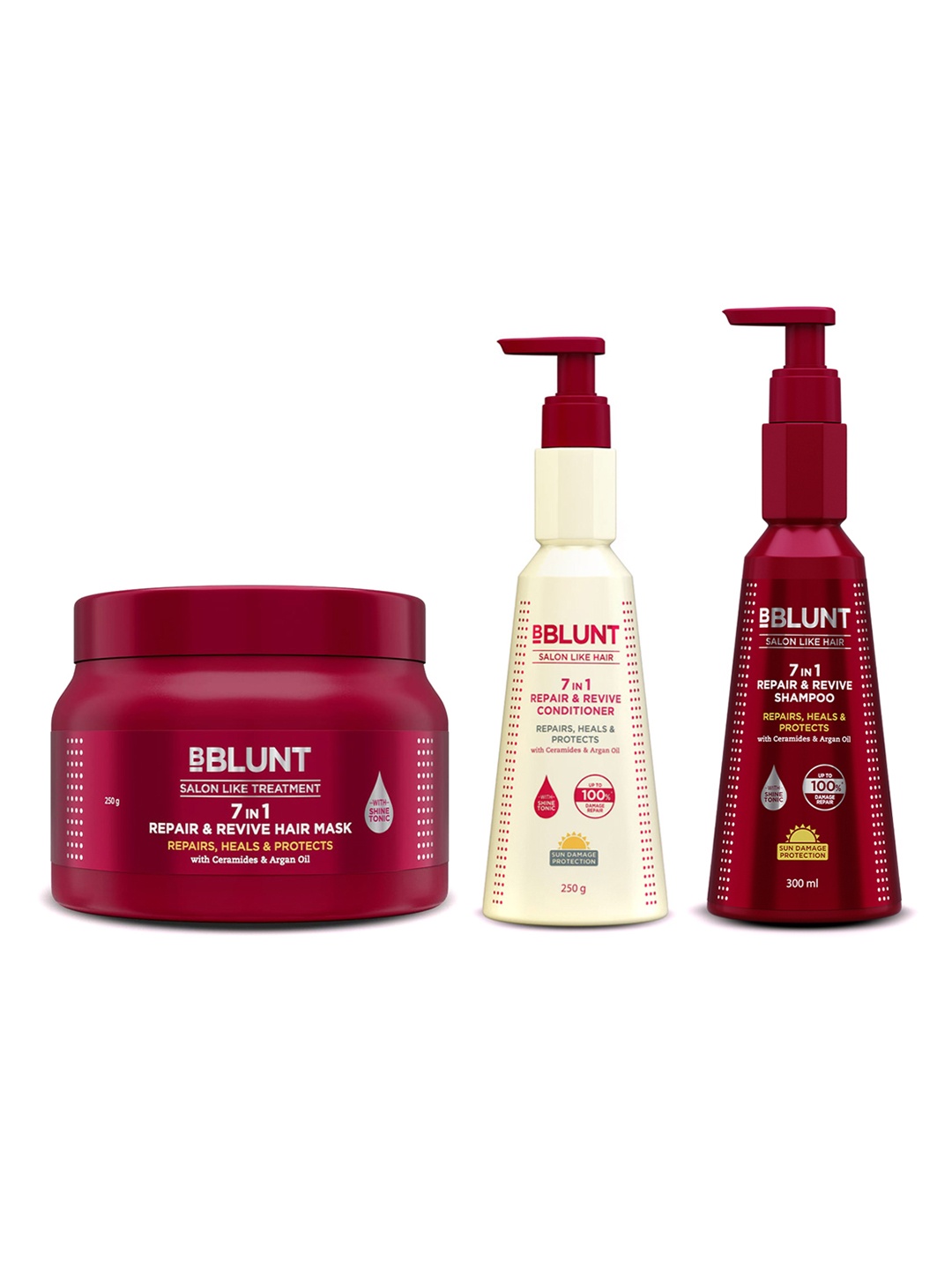 

BBLUNT Set of Shampoo, Conditioner & Repair & Revive Hair Mask, Burgundy