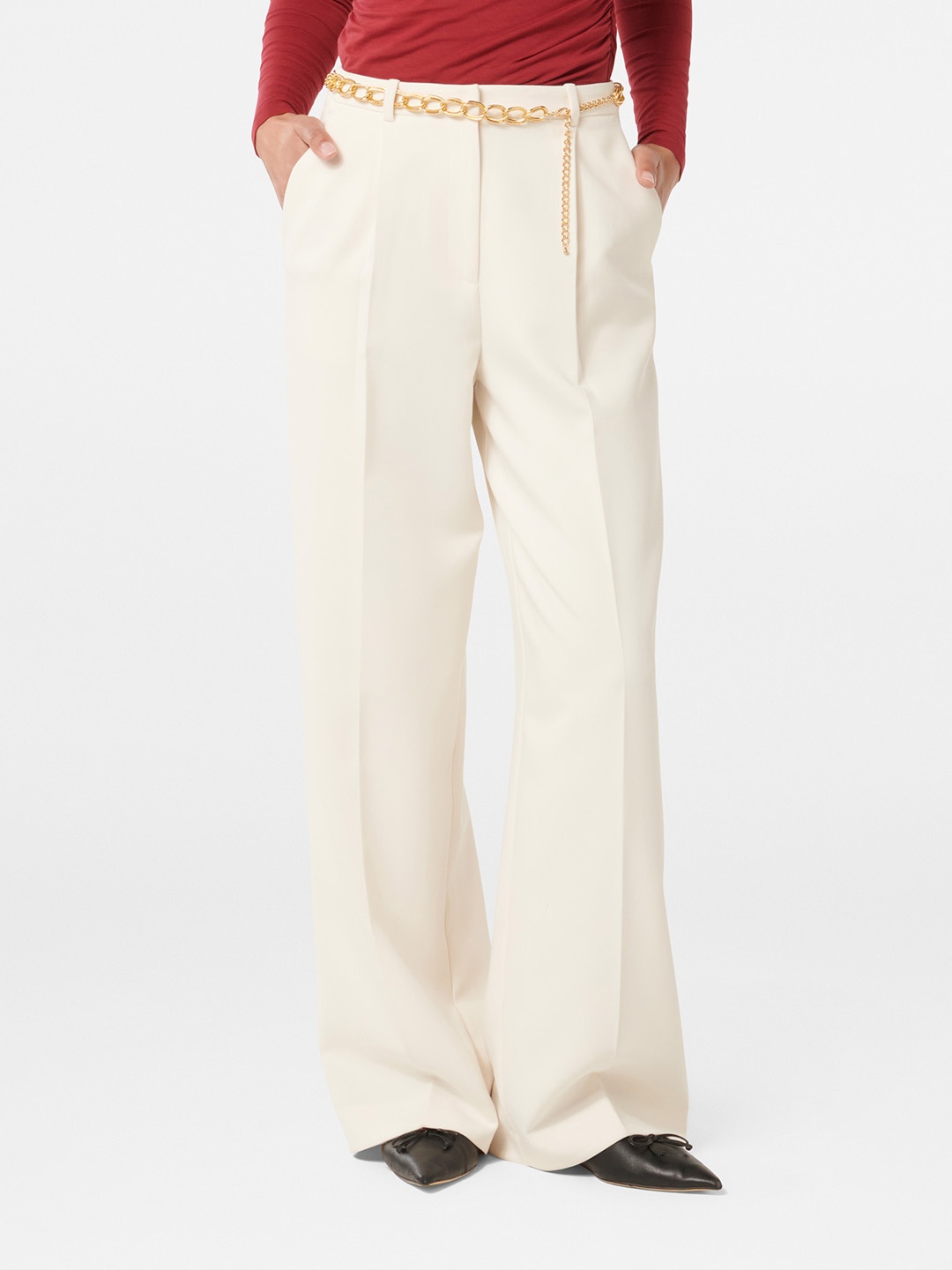 

Forever New Women Relaxed Flared High-Rise Trousers, White
