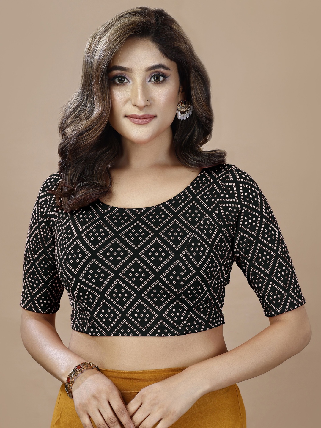 

Oomph! Women Non Padded Round Neck Saree Blouse, Black