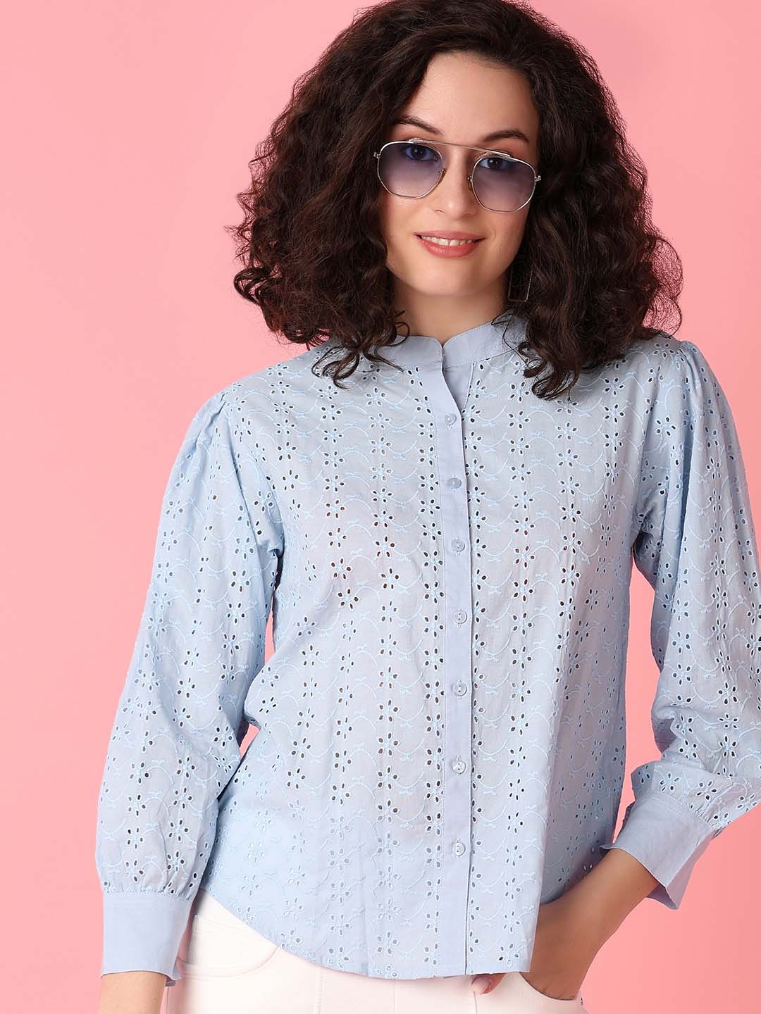 

V-Mart Women Classic Opaque Printed Casual Shirt, Blue