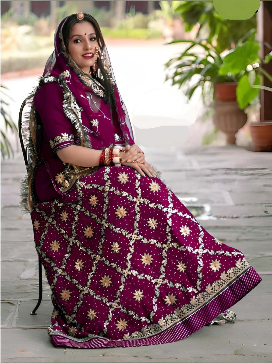 

ANJANI TEXTILE Embroidered Zari Semi-Stitched Lehenga & Unstitched Blouse With Dupatta, Purple