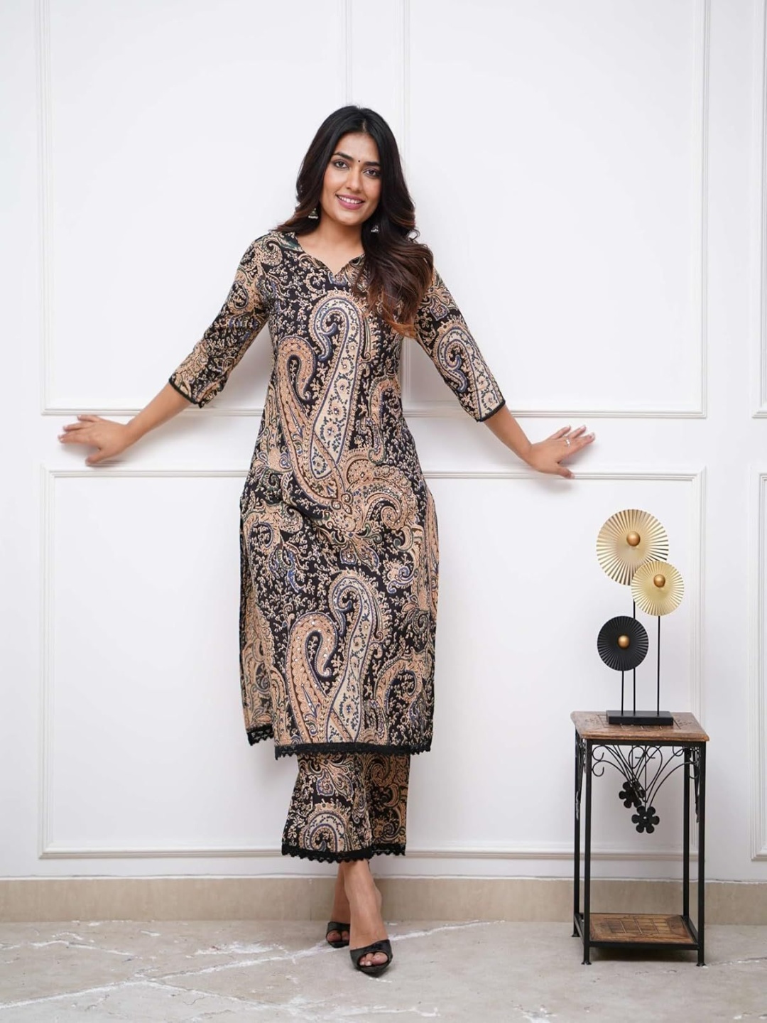 

zinariya Fab Ethnic Motifs Printed Kurta With Trousers And Dupatta, Black