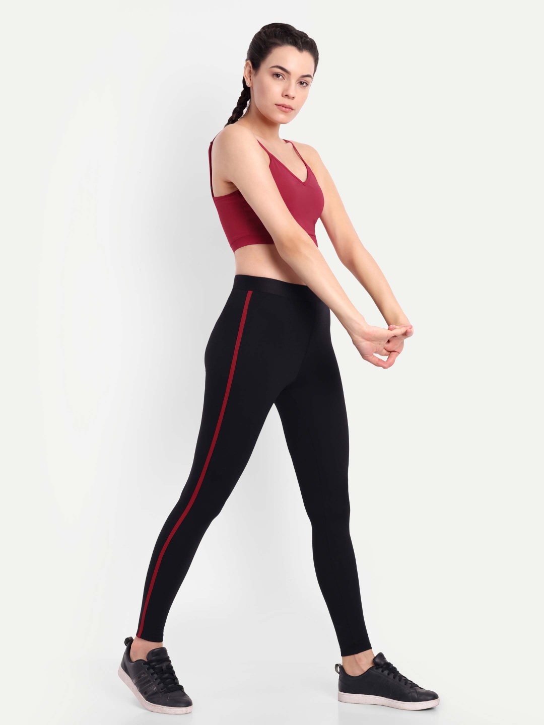 

So What V-Neck Sleeveless High-Rise Crop Top And Tights, Red