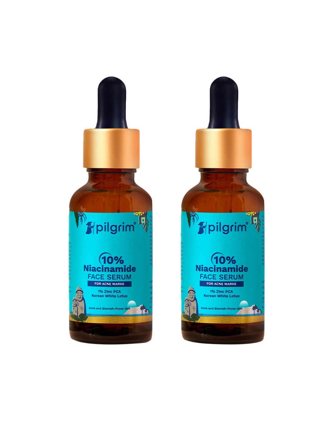 

Pilgrim 2-Pcs 10% Niacinamide Face Serum with Zinc PCA & White Lotus - 30 ml each, Blue