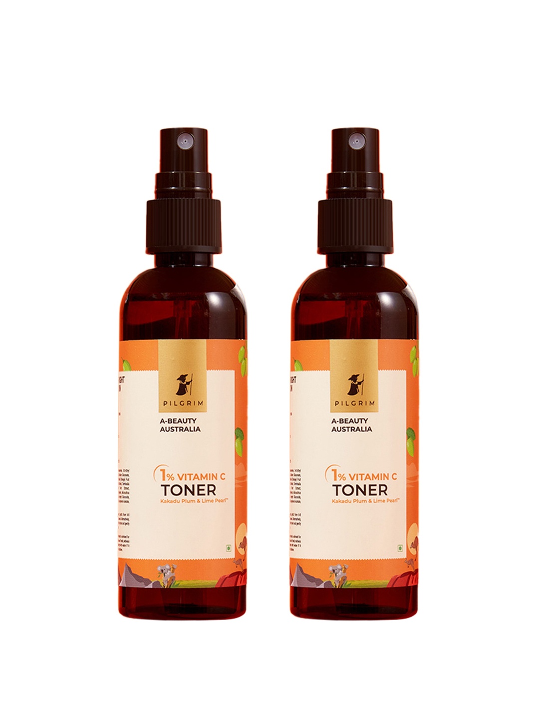 

Pilgrim Set Of 2 A-Beauty Australia 1% Vitamin C Toner With Kakadu Plum - 100ml Each, Orange