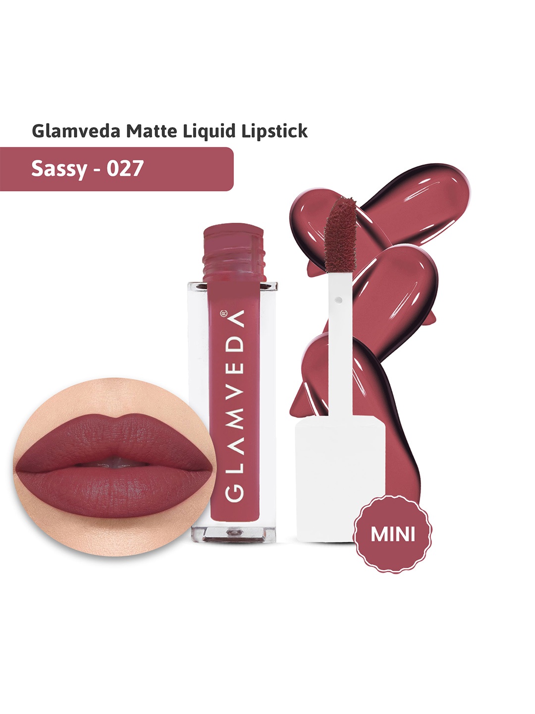 

GLAMVEDA Matte Mini Liquid Lipstick With Jojoba Oil - 1.2 ml - Sassy -027, Brown