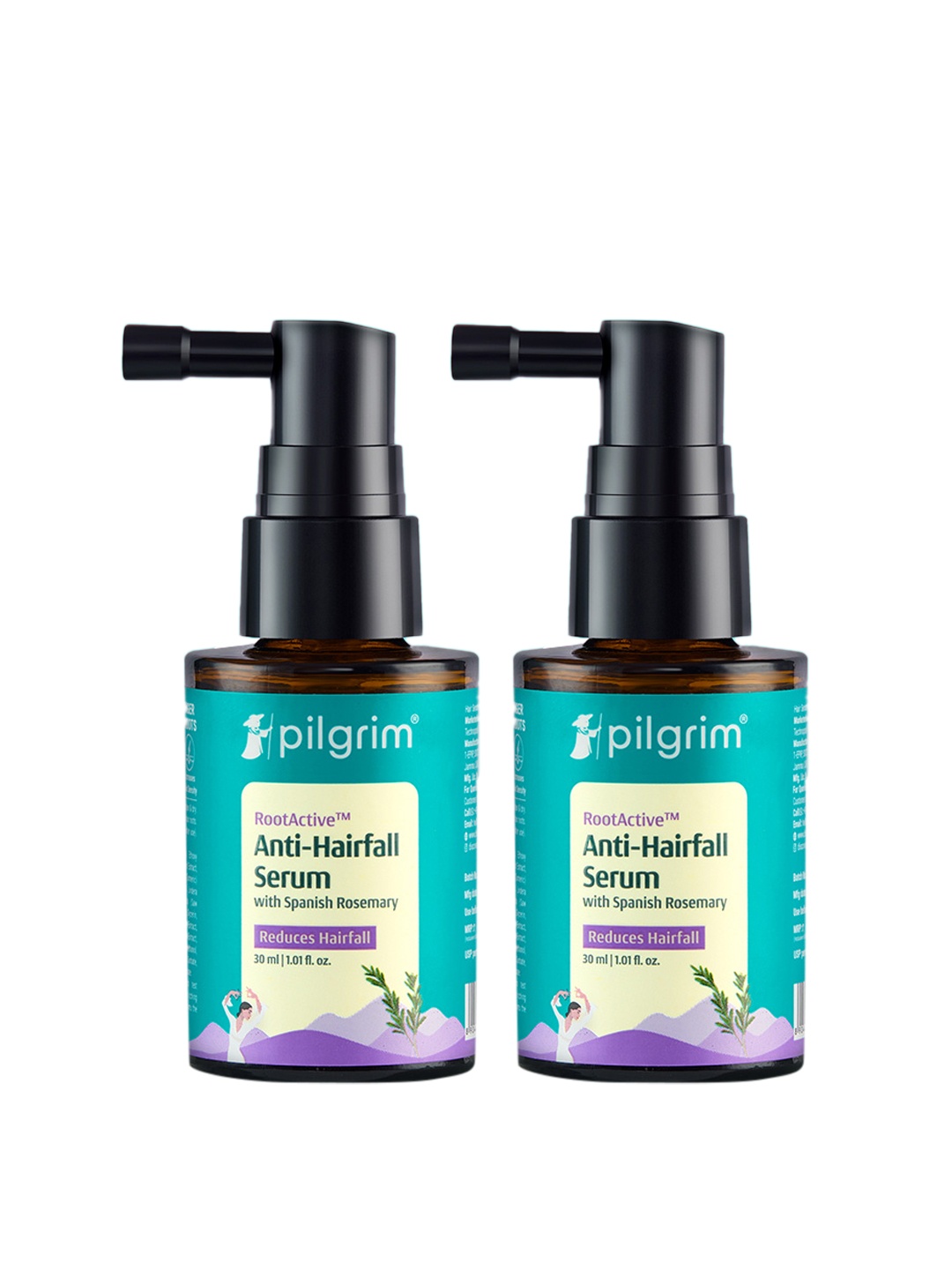 

Pilgrim Set of 2 Rootactive Anti Hairfall Serum With Spanish Rosemary - 30ml each, Teal