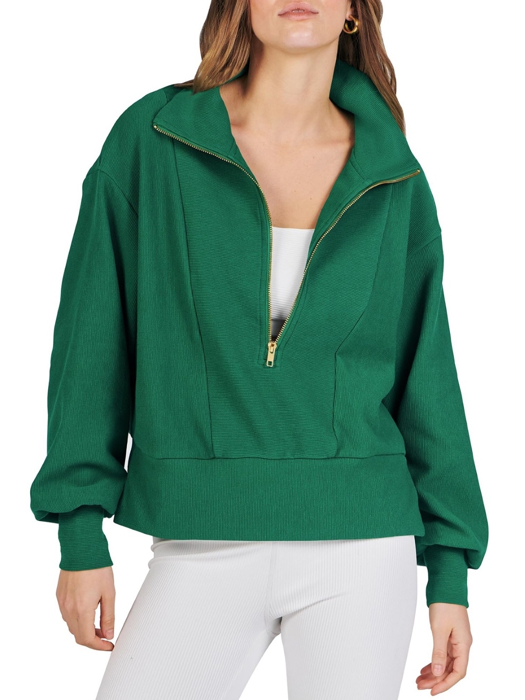 

KPOP Women Shirt Collar Sweatshirts, Green