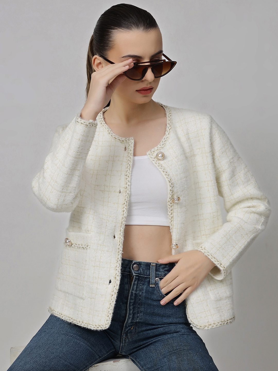 

KALINI Woollen Single-Breasted Overcoat, Off white