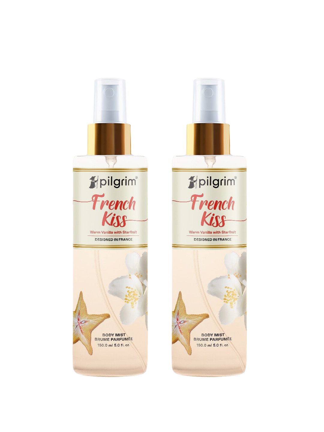 

Pilgrim Set Of 2 Women French Kiss Long Lasting Body Mist - 150ml Each, Beige