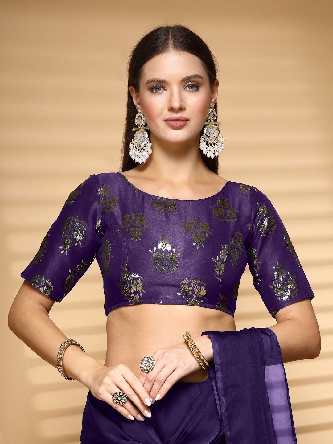 

Oomph! Women Non Padded Boat Neck Saree Blouse, Purple