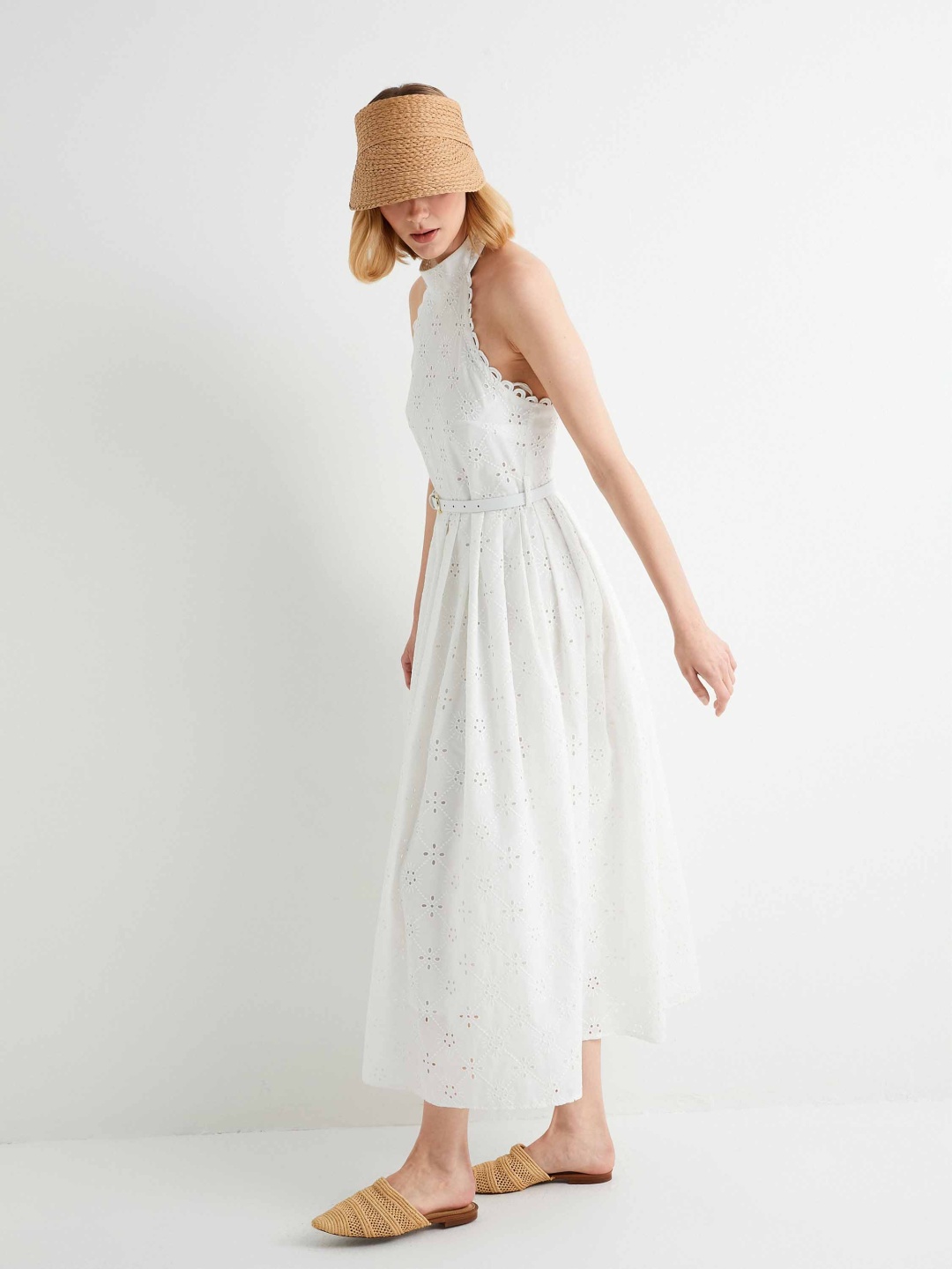 

Koton Women Self Design Mock Neck Maxi Dress, White