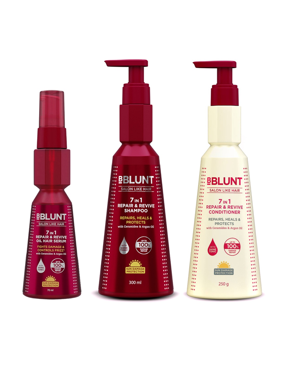 

BBLUNT Set of 7 in 1 Repair & Revive Shampoo, Conditioner & Serum, Red